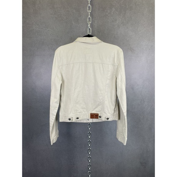 Vintage 90s Calvin Klein Ivory Sand Denim Jacket Size Medium - Picture 6 of 8